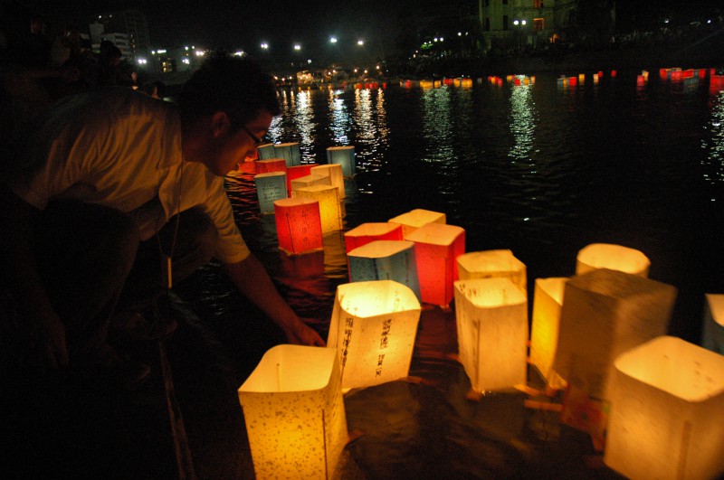Floating of Paper Lanterns on the Motoyasu River in Hiroshima