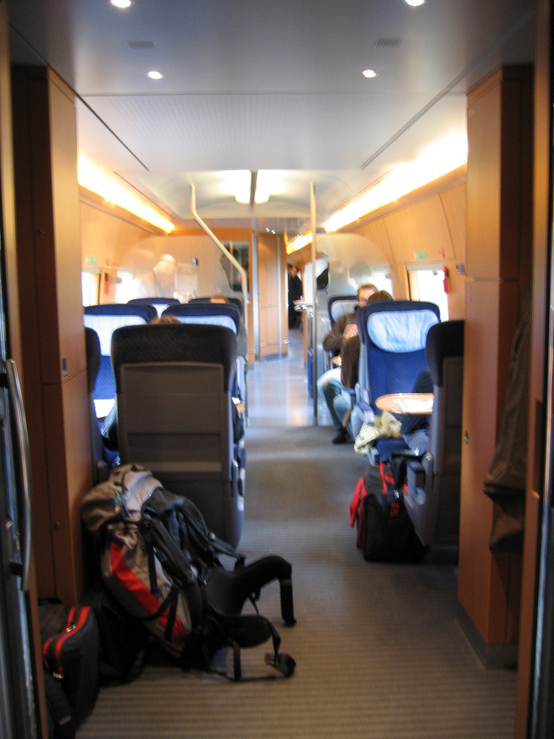 Inside the ICE train car