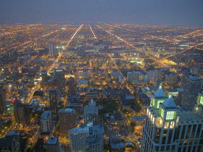 Overlooking Chicago from the top of John Hancock Building