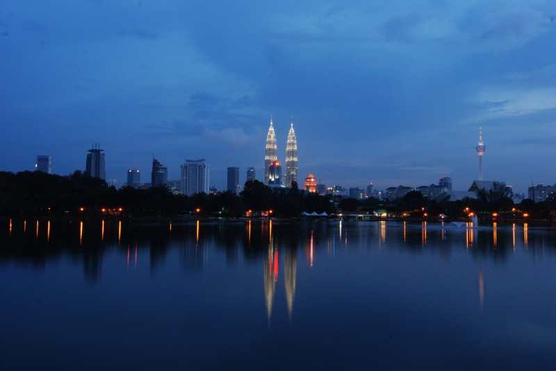 View of Pentronas Twin Towers from Titiwangsa Park