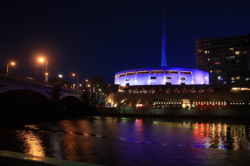 Color lightings of Hamer Hall and Melbourne Arts Center