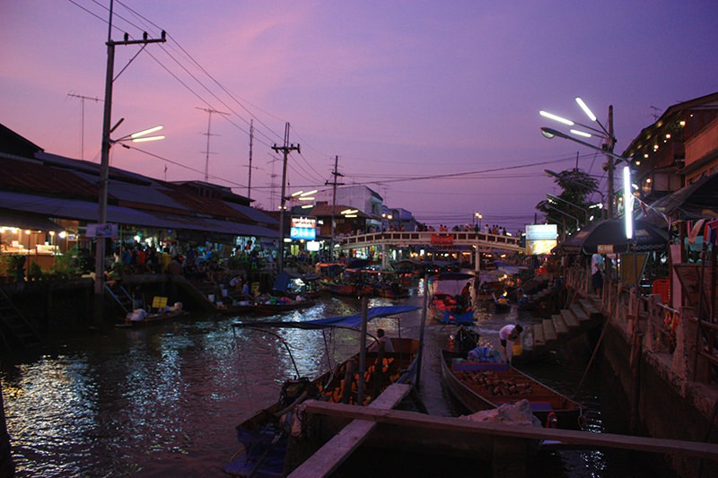 Reflections on the river of Amphawa floating market　Thailand